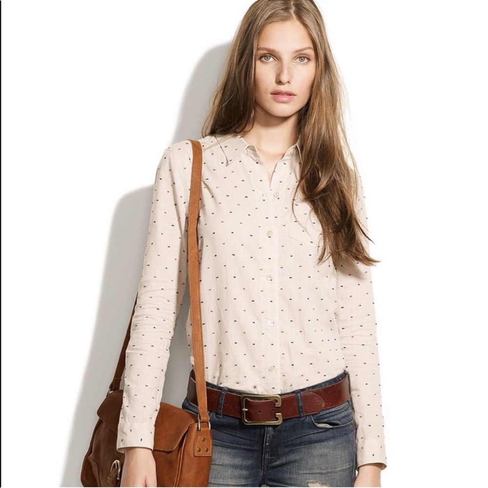 Madewell Shrunken Stitch Spot Boyfriend Shirt